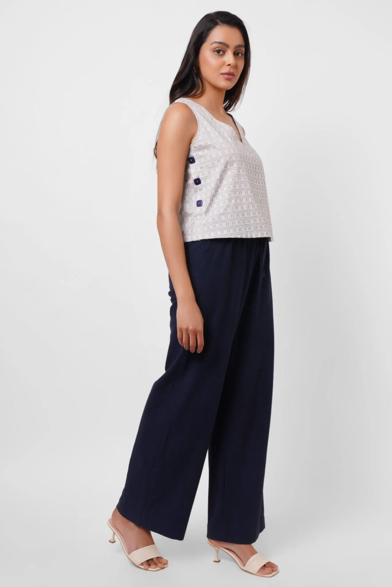 Office Wear Ivory Top With Side Buttons