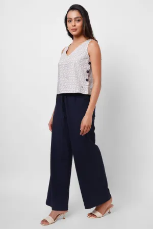 Office Wear Ivory Top With Side Buttons