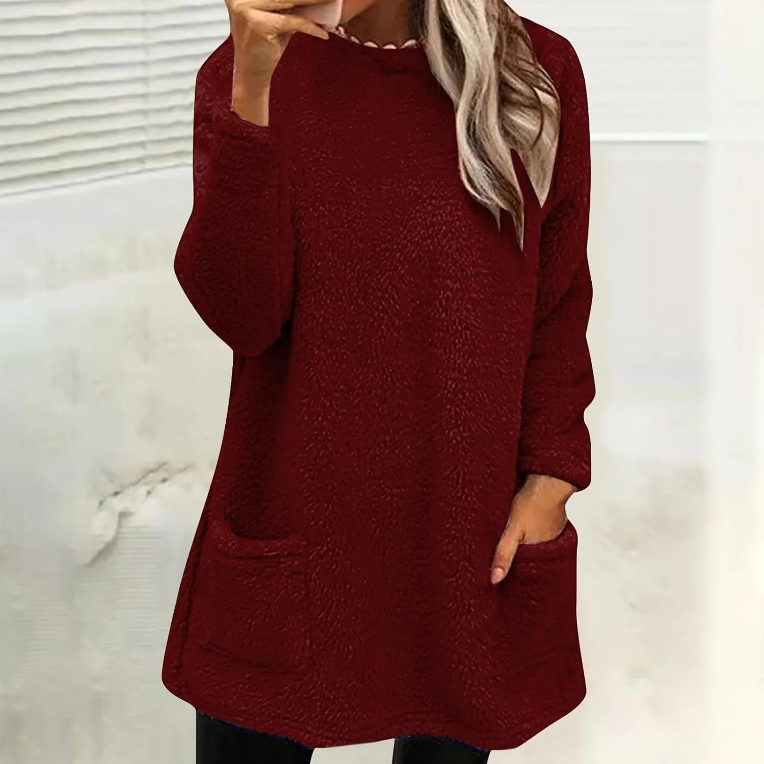Oversized Fuzzy Fleece Sweatshirts for Women Fashion 2025 Parka Warm Outerwear Letter Print Loungewear with Pockets