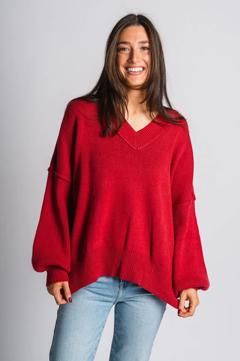 Oversized sweater dark red