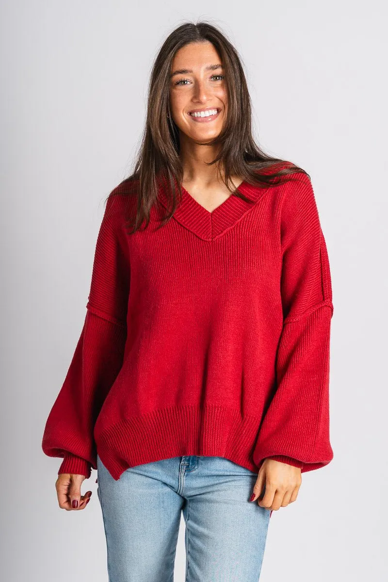 Oversized sweater dark red
