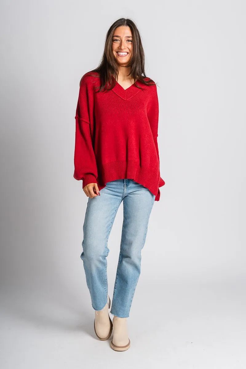 Oversized sweater dark red