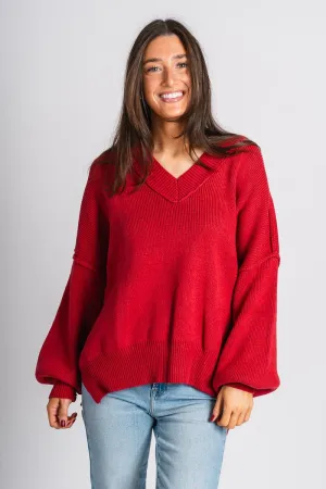 Oversized sweater dark red
