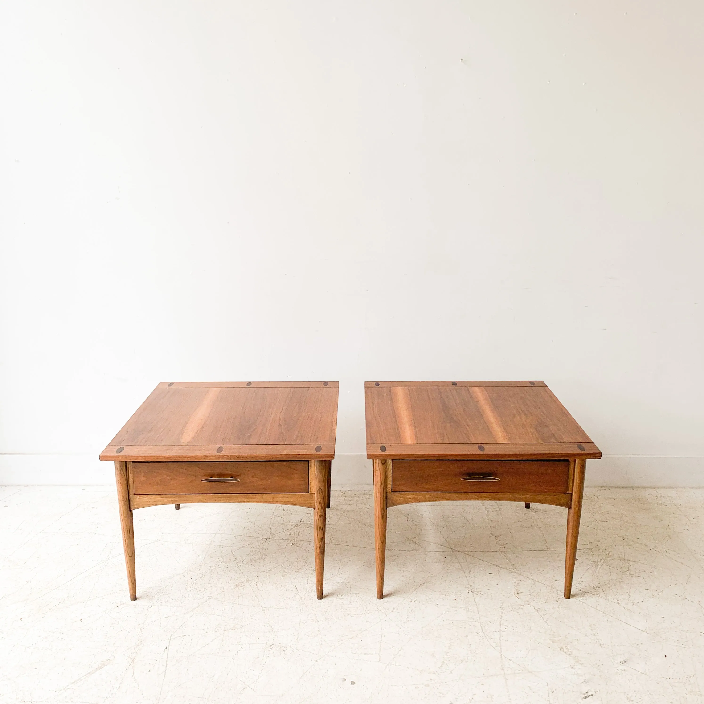 Pair of Mid Century Walnut End Tables by Bassett