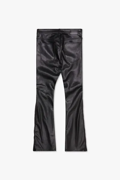 "MERDALI" BLACK LEATHER Func SKINNY & STACKED DENIM BK
