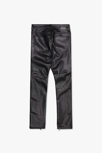 "MERDALI" BLACK LEATHER Func SKINNY & STACKED DENIM BK