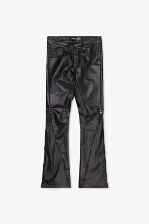 "MERDALI" BLACK LEATHER Func SKINNY & STACKED DENIM BK
