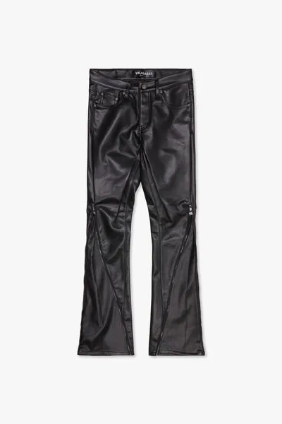 "MERDALI" BLACK LEATHER Func SKINNY & STACKED DENIM BK