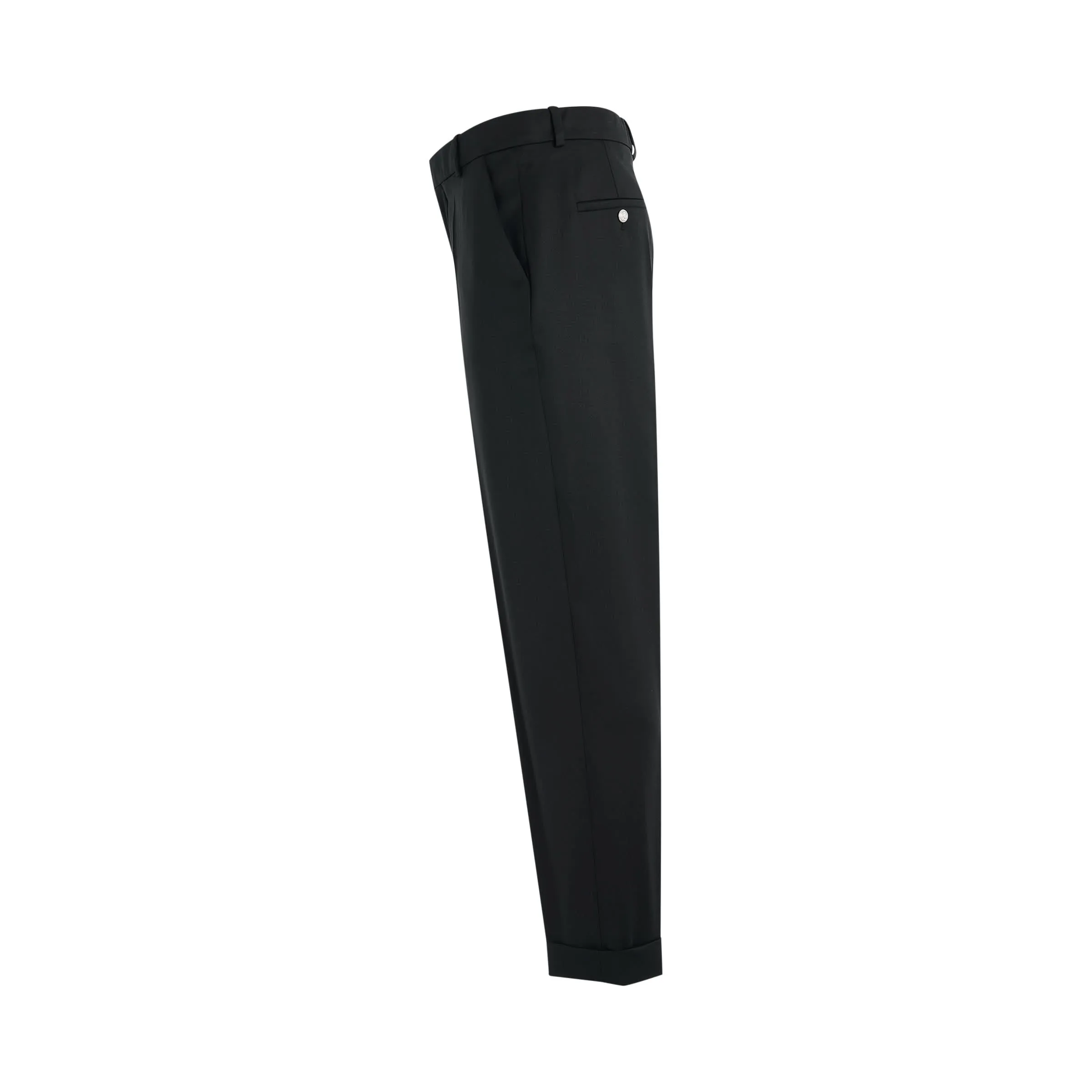 Straight Tailored Wool Pants in Black