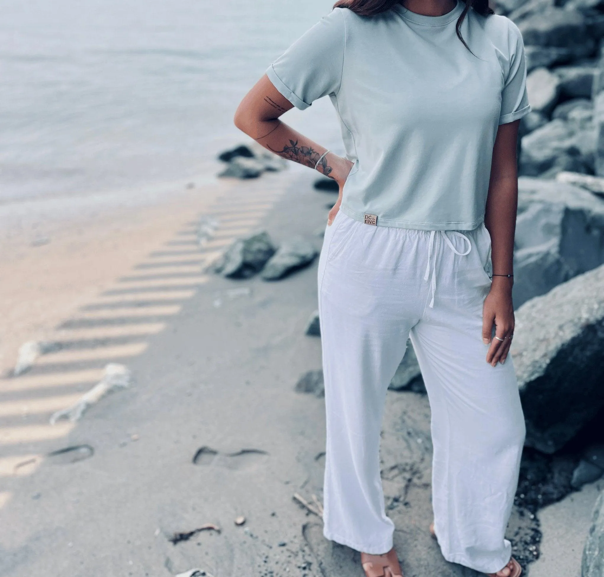 T-shirt Crop Top Bambou Sauge