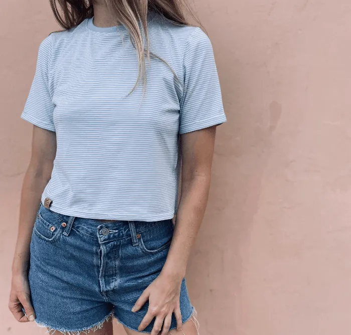T-shirt crop top bambou Sky