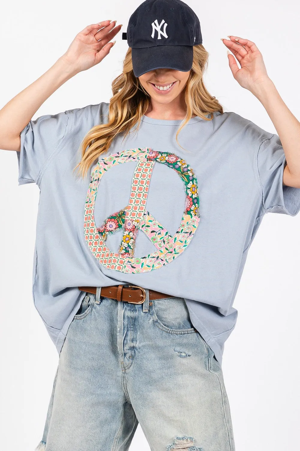 The Peace Sign Round Neck Half Sleeve T-Shirt