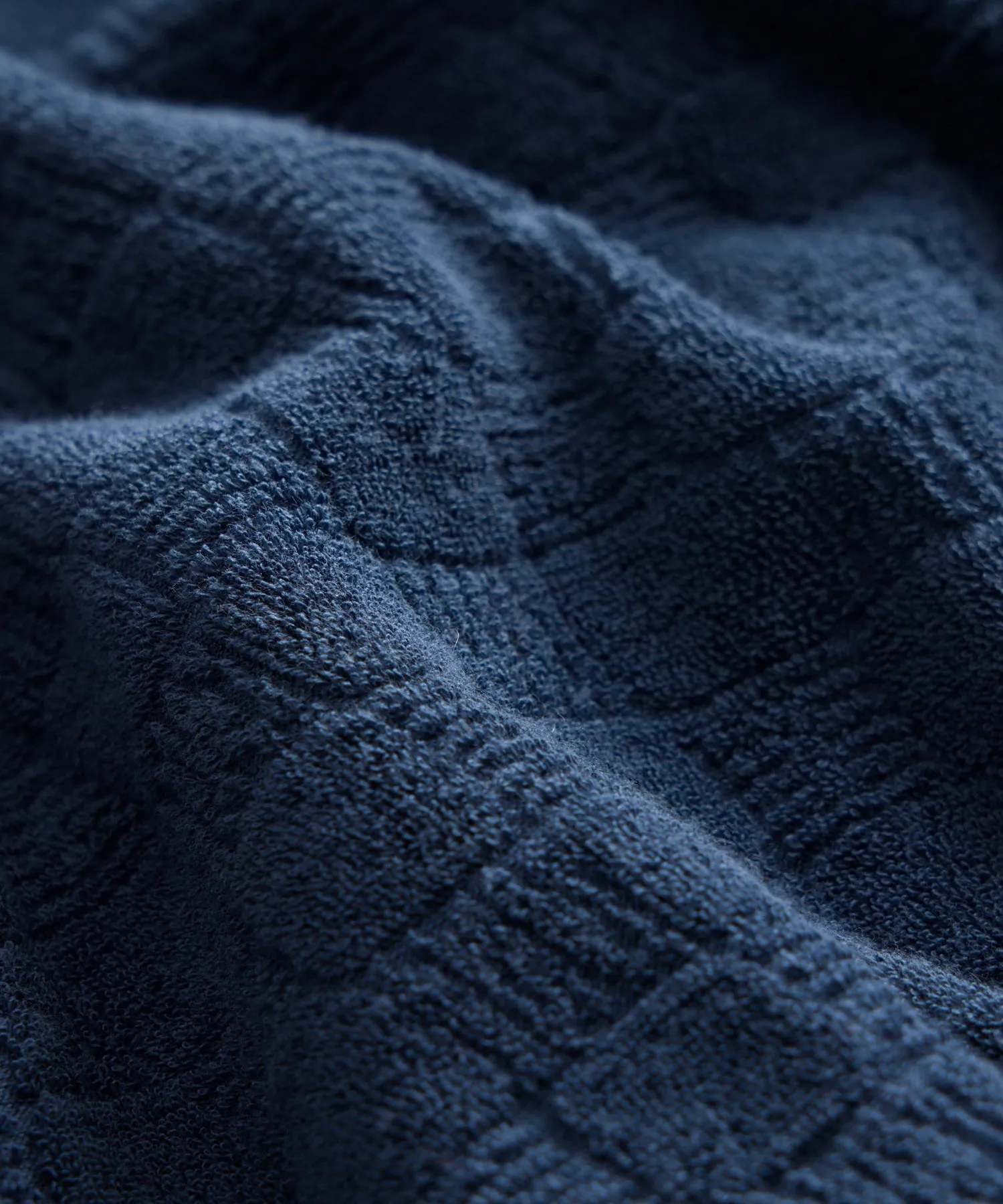 Tile Jacquard Terry Short in Classic Navy