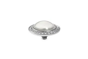 Tondo Deluxe 16 mm Light Grey Pearl Crystal Rim Silver