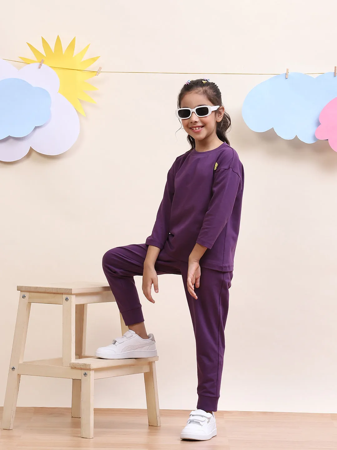 Unisex Kids Comfortable Purple Set