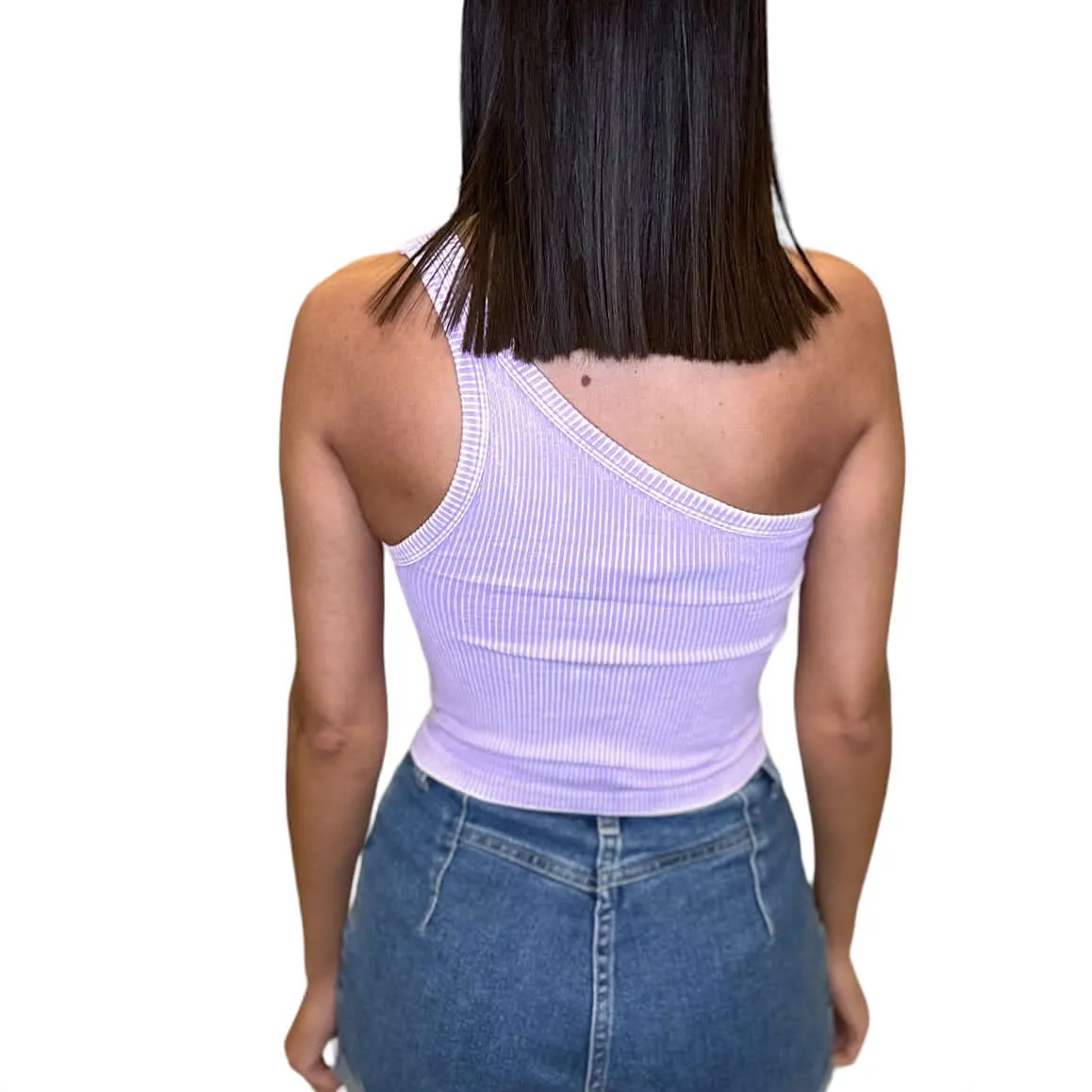 Vintage One Shoulder Crop Top - Amethyst