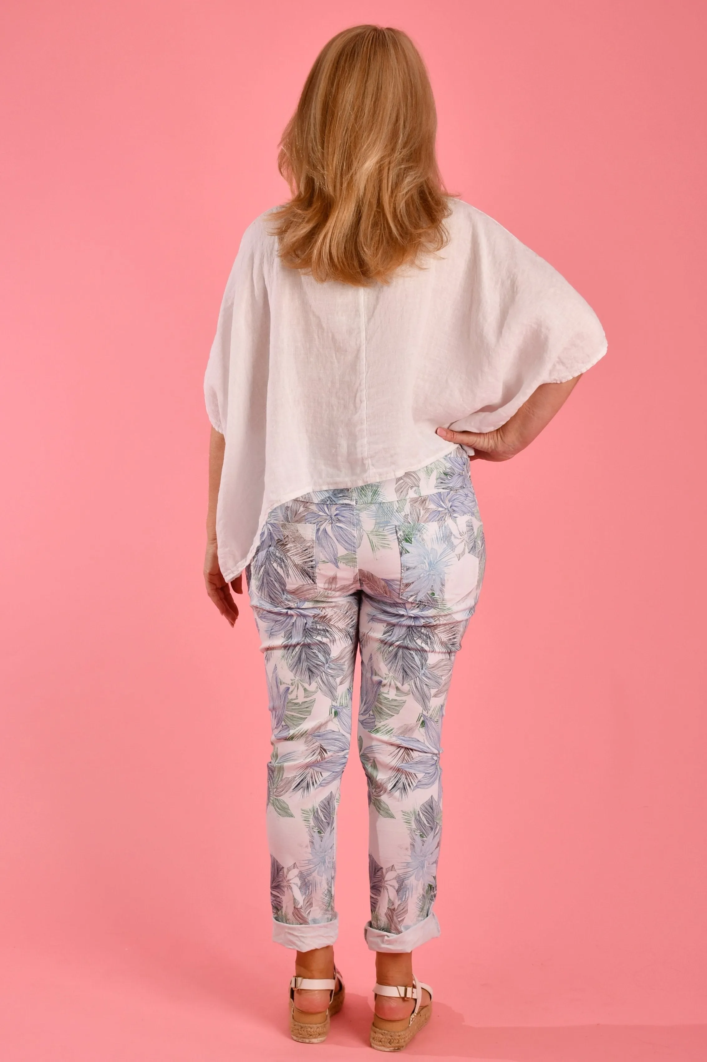 VLSP100 (21365-13) - MAGIC PANTS - WHITE/TROPICAL LEAF