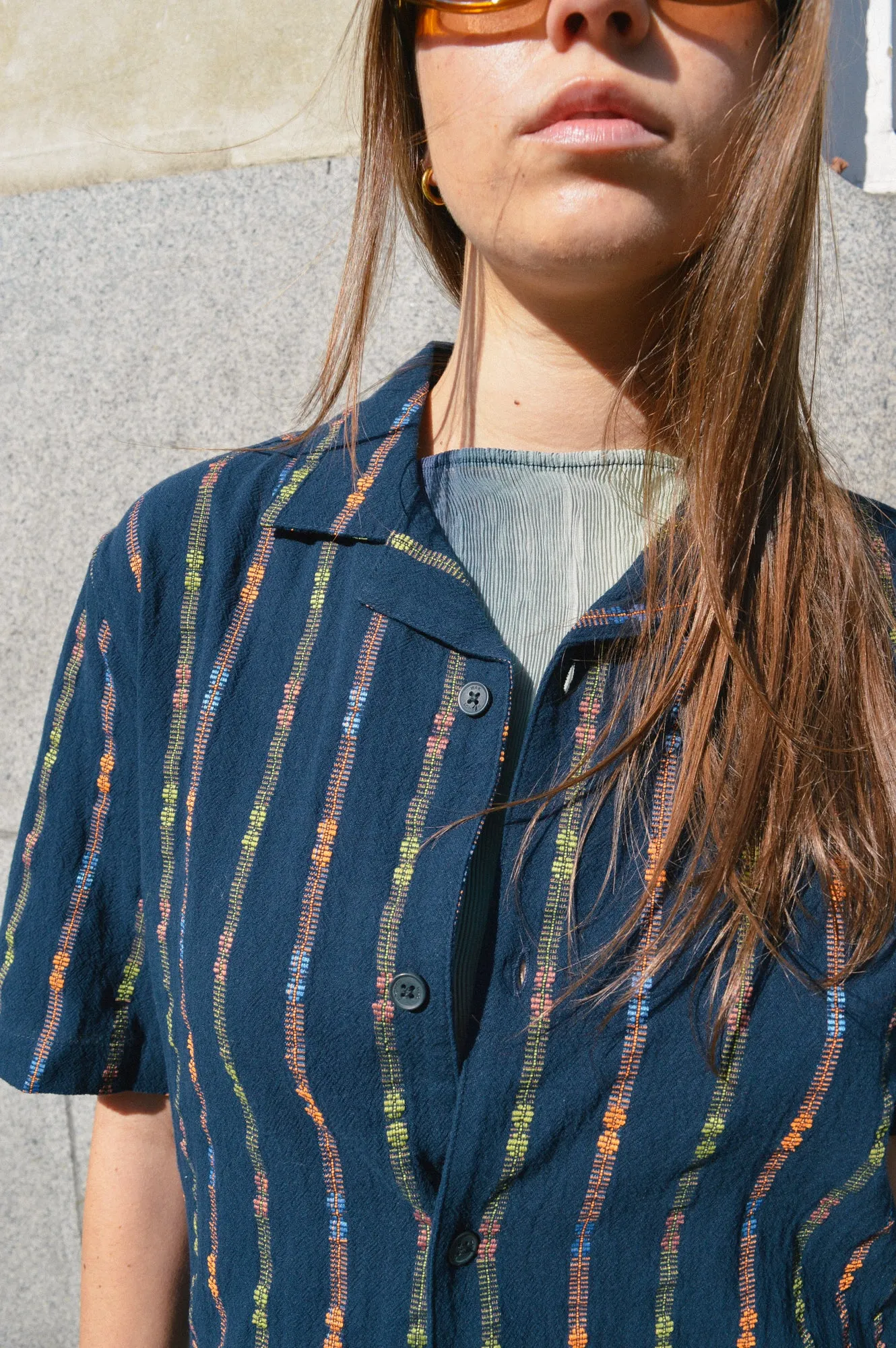 Wax Didcot Navy Stripe Shirt