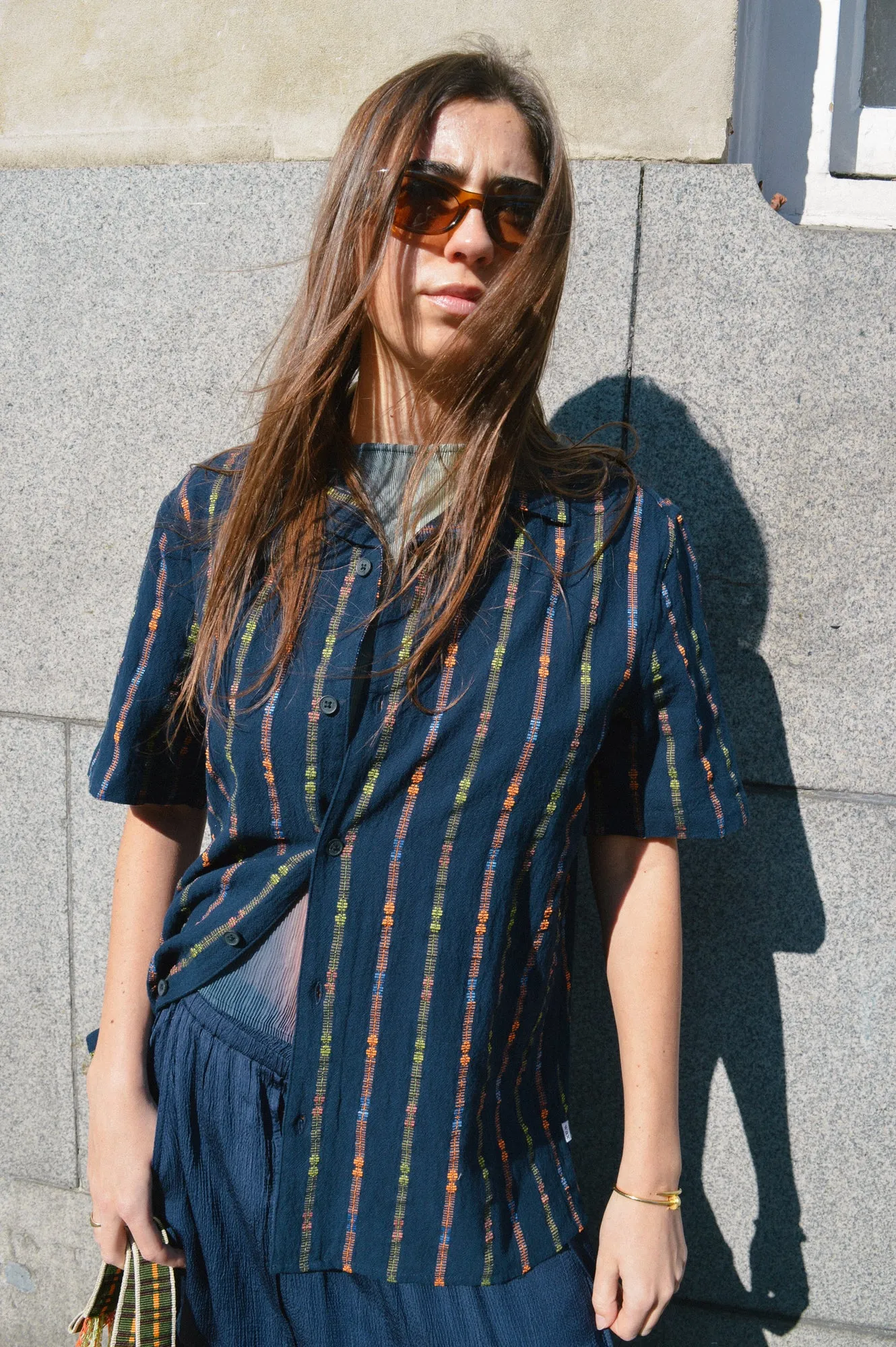 Wax Didcot Navy Stripe Shirt