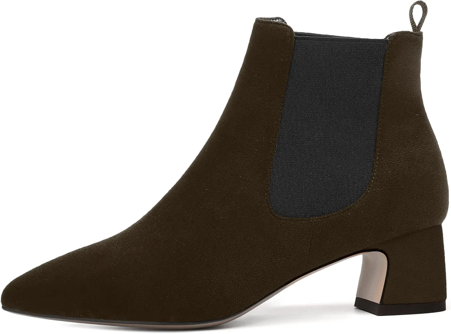 WAYDERNS Womens Suede Solid Dress Pointed Toe Bungee Evening Chunky Low Heel Ankle High Boots 2 Inch