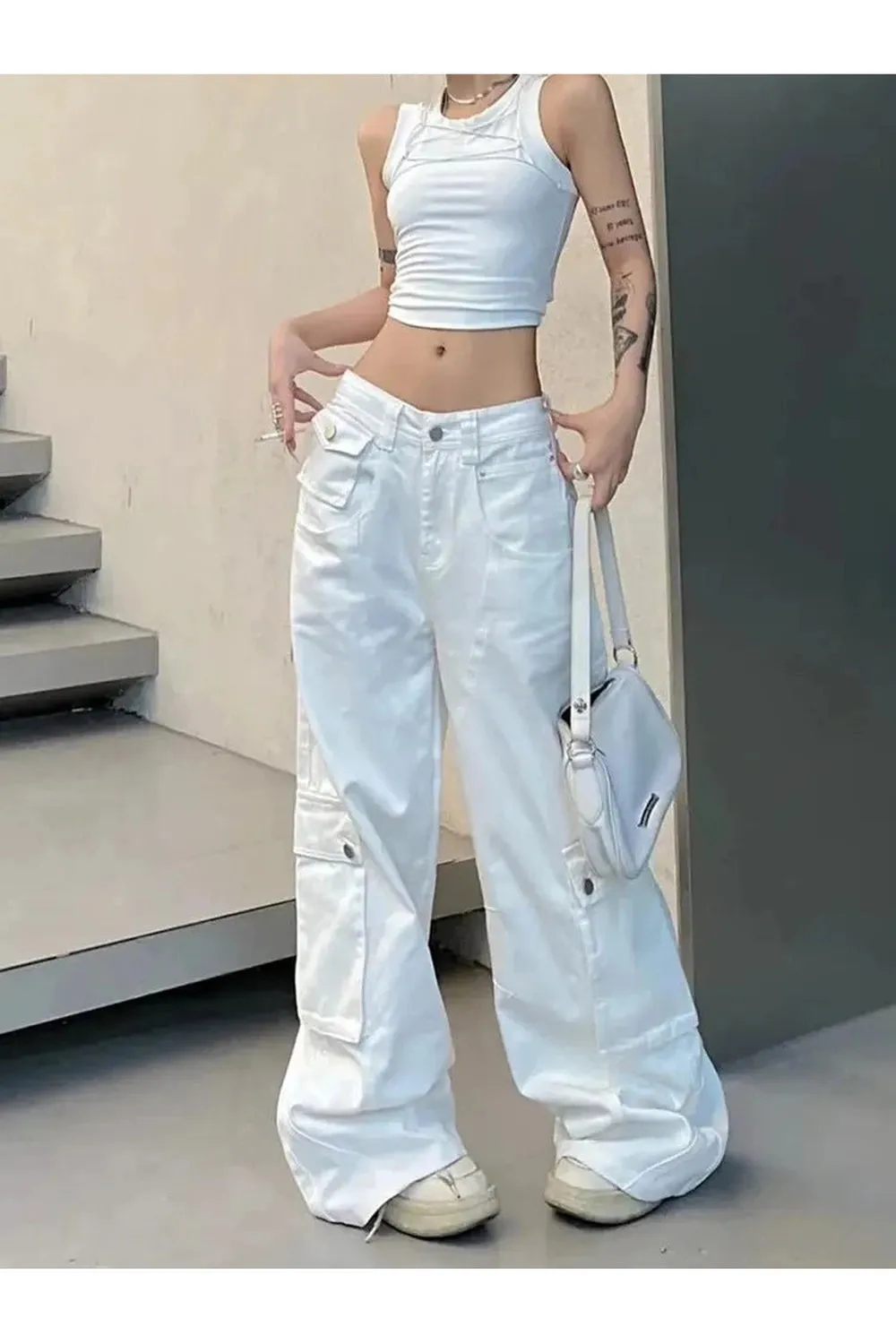 White Baggy Streetwear Pants