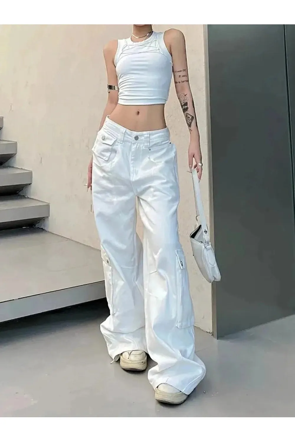 White Baggy Streetwear Pants