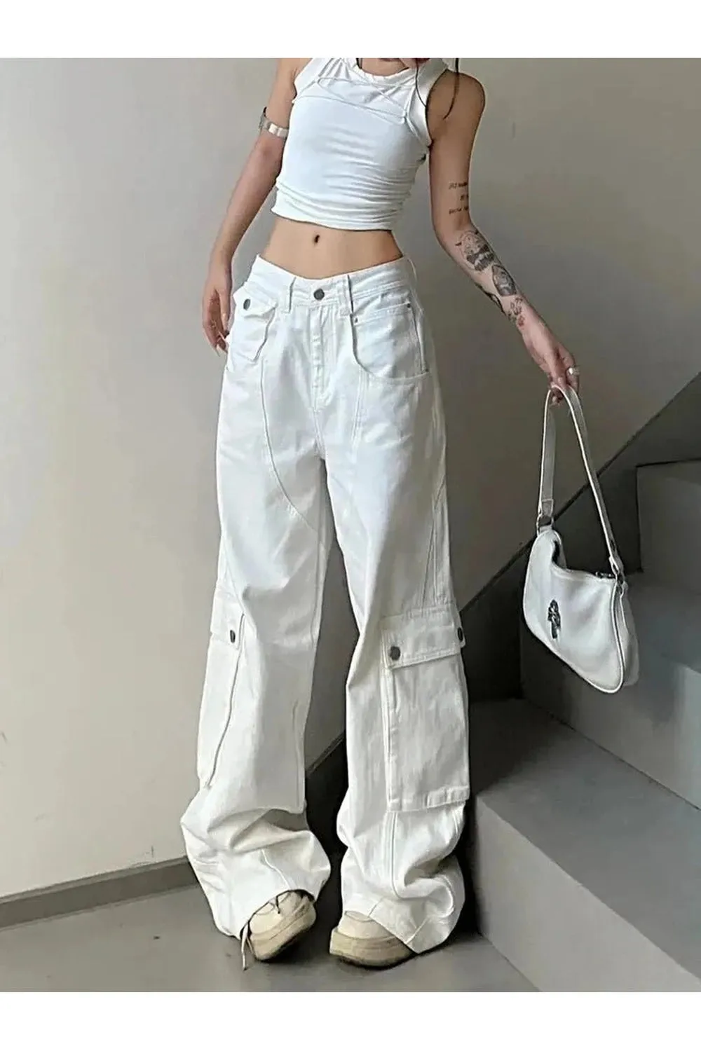White Baggy Streetwear Pants