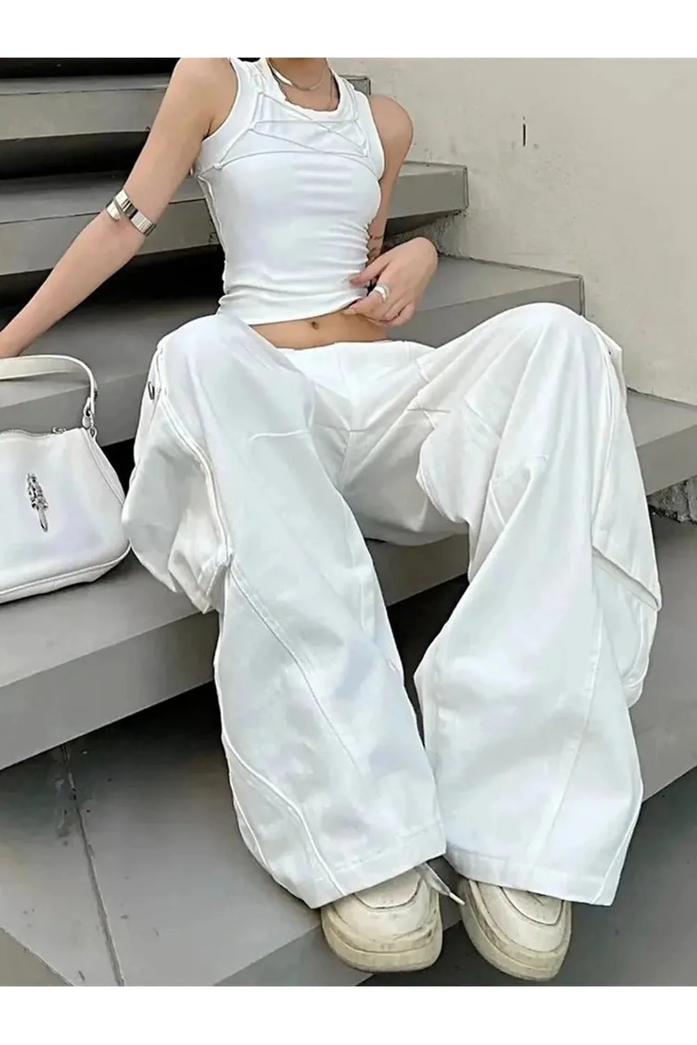 White Baggy Streetwear Pants