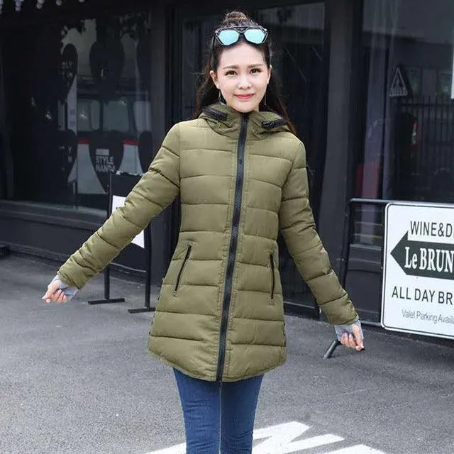 Women hooded warm coat candy color plus size padded female jacket Fashion parka womens