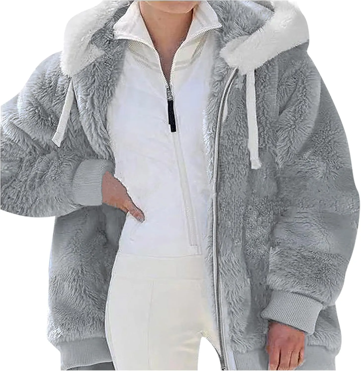 Womens Winter Fleece Jackets Plus Size Coats Oversized Zip Up Hoodies Lightweight Sherpa Jacket Warm Overcoats