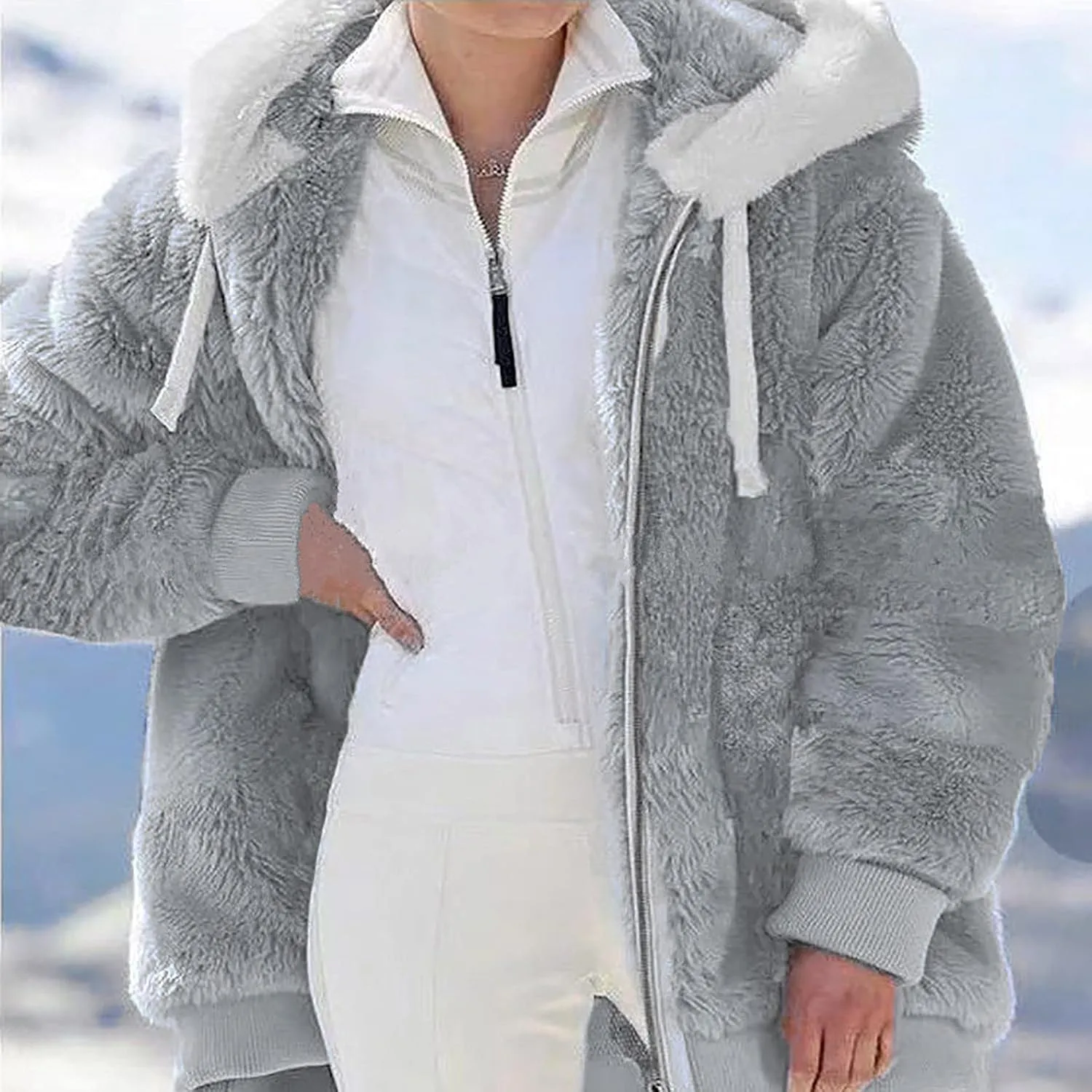 Womens Winter Fleece Jackets Plus Size Coats Oversized Zip Up Hoodies Lightweight Sherpa Jacket Warm Overcoats